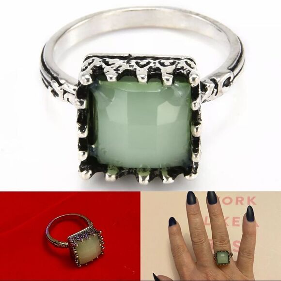 The Thrones 925 Silver Vintage inspired Peridot ring sz 7 - Picture 2 of 8